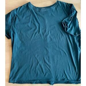 Free People We The Free Teal Oversized Tee Raw Seam Boxy Top S